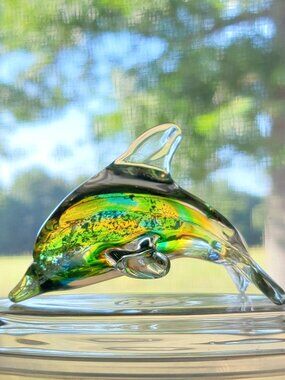 Vintage Glass Dophin - Art Glass Decor
